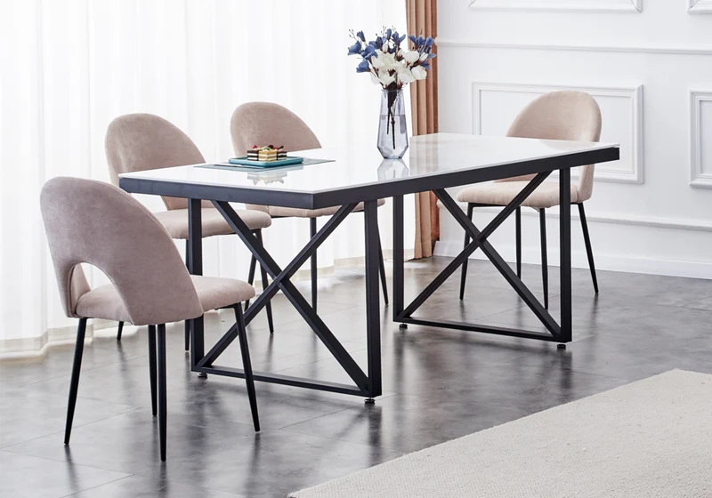 Chaise dossier ouvert en velours anthracite - Talia x4