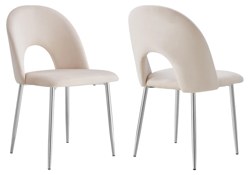 Chaise dossier ouvert en velours beige - Talia x4