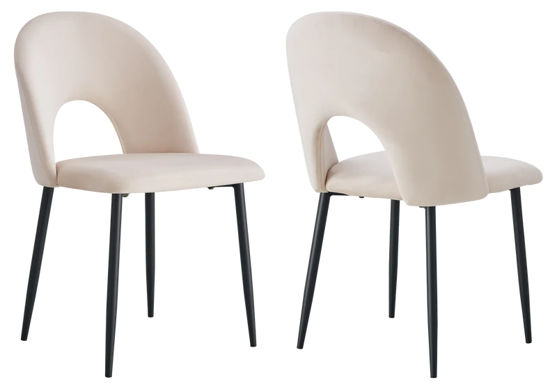 Chaise dossier ouvert en velours beige - Talia x4