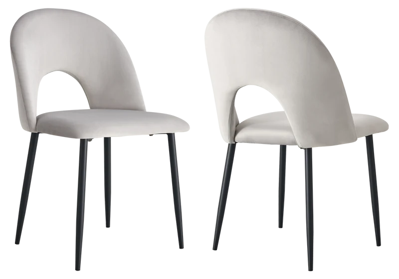 Chaise dossier ouvert en velours gris clair - Talia x4