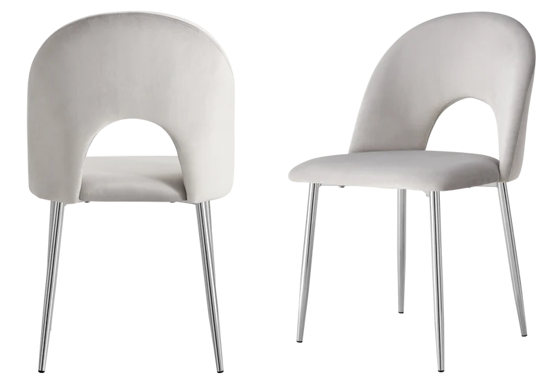 Chaise dossier ouvert en velours gris clair - Talia x4