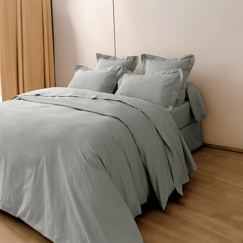 Housse de couette Percale 240 x 220 cm Pur Coton Peigné Longues Fibres 80 Fils/cm² Perle