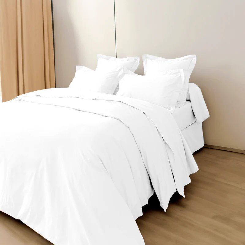 Housse de couette Percale 240 x 220 cm Pur Coton Peigné Longues Fibres 80 Fils/cm² Neige