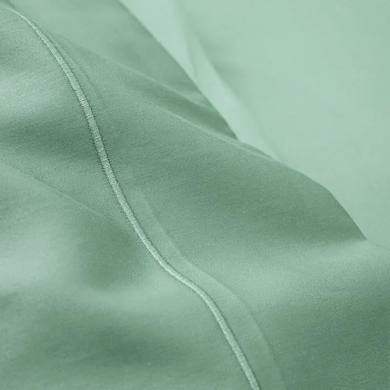 Drap Plat Percale 240 x 300 cm Pur Coton Peigné Longues Fibres 80 Fils/cm² Celadon