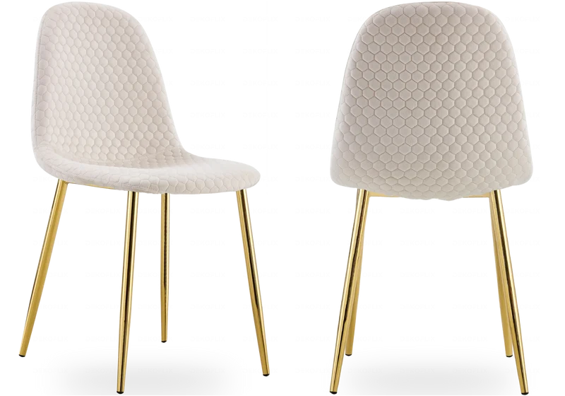 Chaises scandinaves en velours alvéolé beige - Alma x6