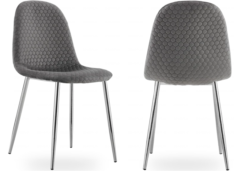 Chaises scandinaves en velours alvéolé anthracite - Alma x6