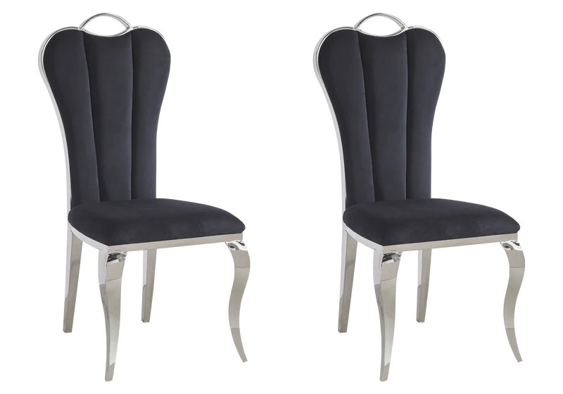 Chaise baroque moderne argentée et velours - Diana x4