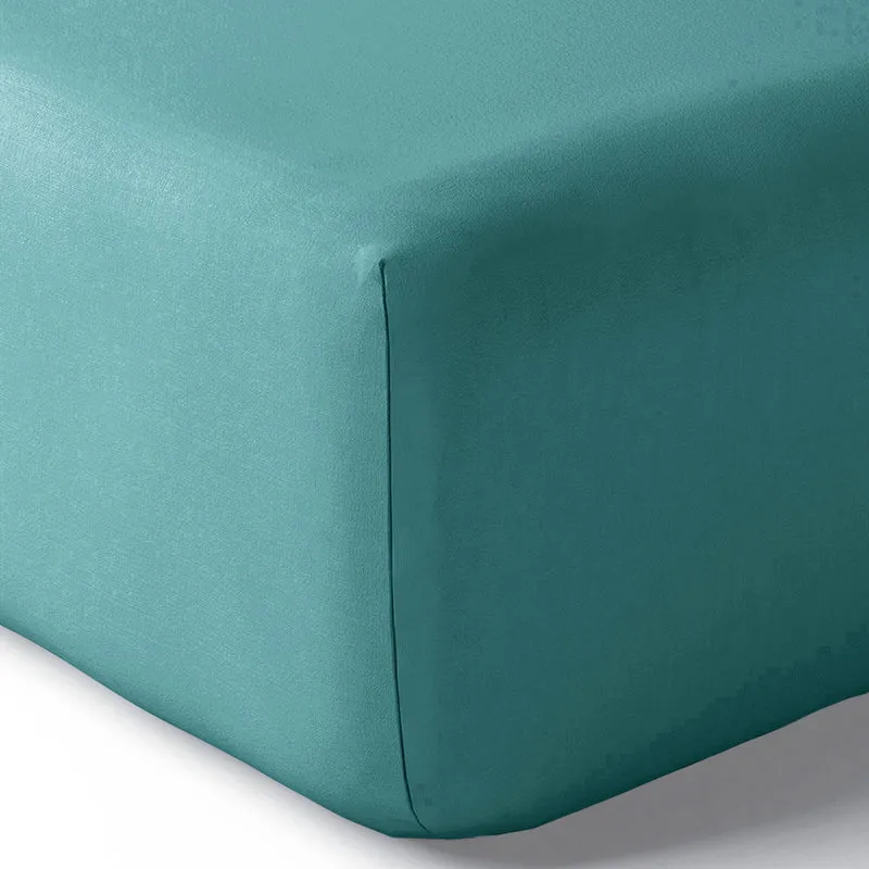 Drap housse Percale 140 x 190 cm Pur Coton Peigné Longues Fibres 80 Fils/cm² Paon