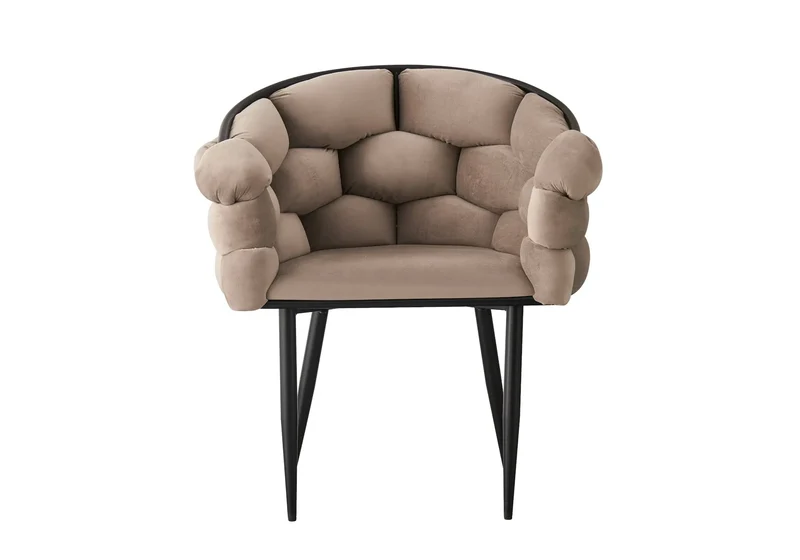 Fauteuil de table velours taupe pieds noirs - Cloud x2
