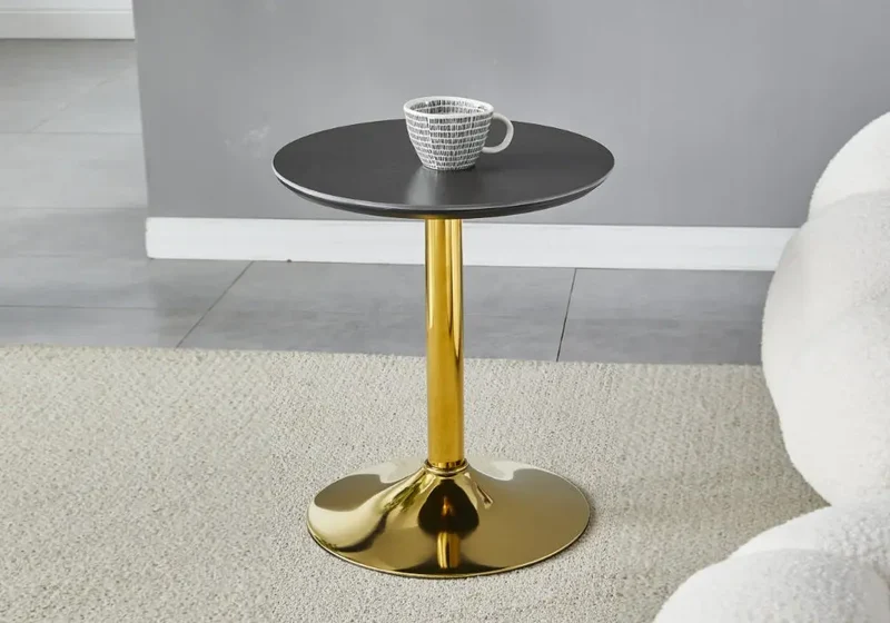 Petite table dorée céramique marbre gris - Boye