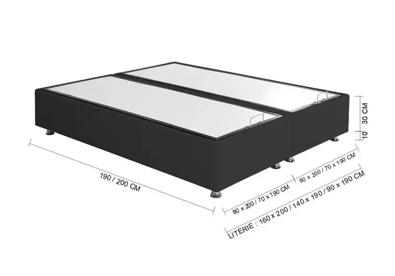 Sommier lit coffre rangement blanc SMART