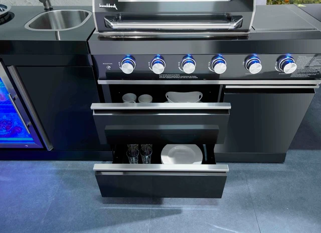Cuisine d'extérieur CAMBRIDGE Noir Longueur 262 cm Largeur 60 cm