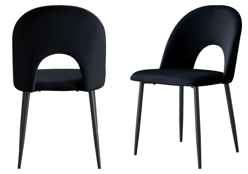 Chaise dossier ouvert en velours noir - Talia x4