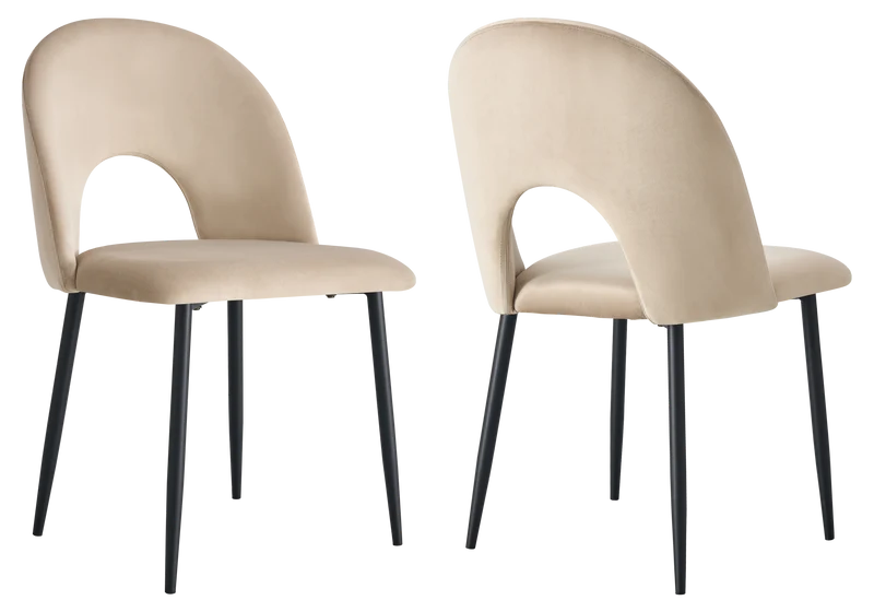 Chaise dossier ouvert en velours taupe - Talia x4
