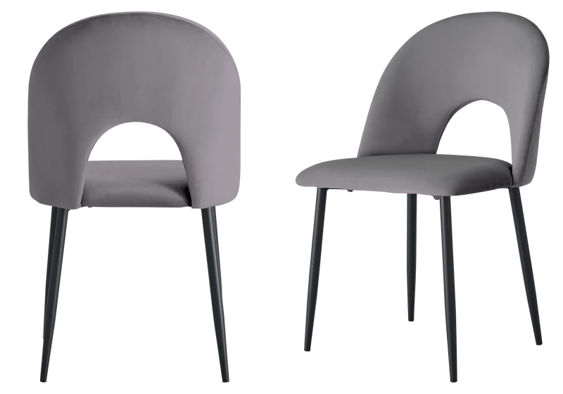 Chaise dossier ouvert en velours anthracite - Talia x4