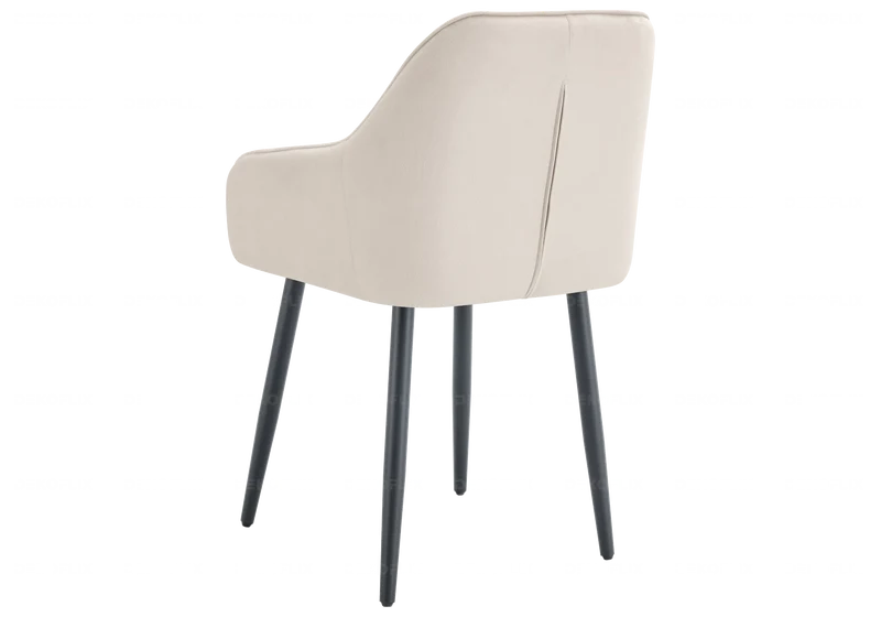 Chaises fauteuils capitonnés velours beige - Liora x2