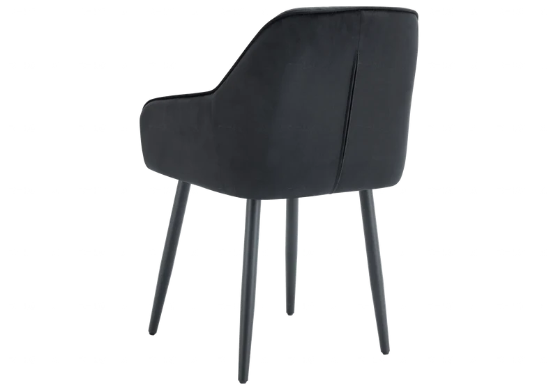 Chaises fauteuils capitonnés velours noir - Liora x2