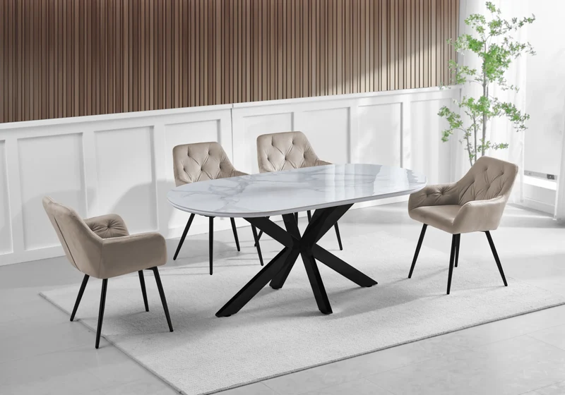 Chaises fauteuils capitonnés velours taupe - Liora x2