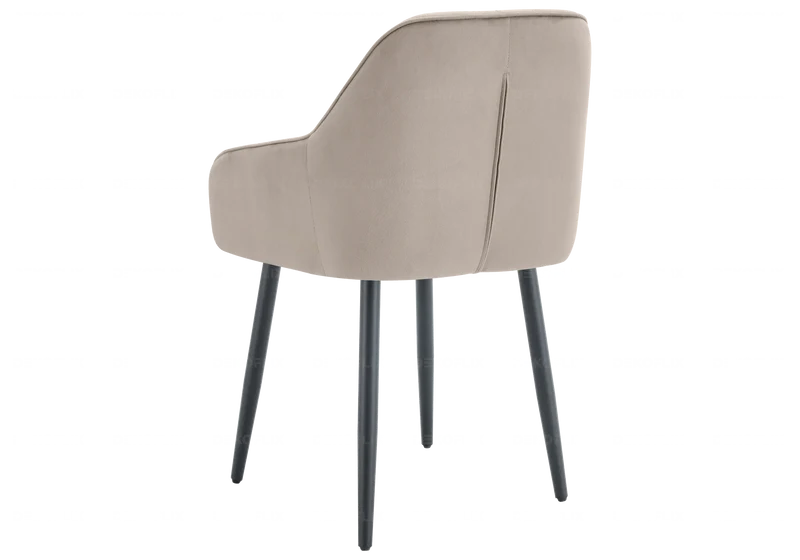 Chaises fauteuils capitonnés velours taupe - Liora x2