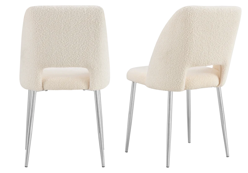 Chaise en tissu bouclé beige avec dossier ouvert - Leoni x4