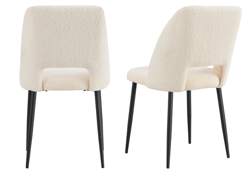 Chaise en tissu bouclé beige avec dossier ouvert - Leoni x4