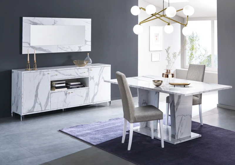 Salle à manger design marbre blanc – VITTORIA