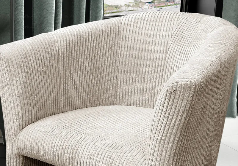Fauteuil en velours côtelé écru - Fidjy