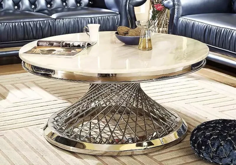 Table basse ronde marbre blanc - Luc