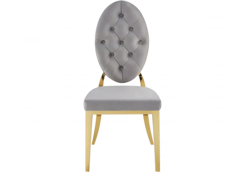 Chaise médaillon capitonnée velours gris doré - Neo x4