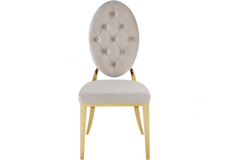 Chaise médaillon capitonnée velours taupe doré - Neo x4