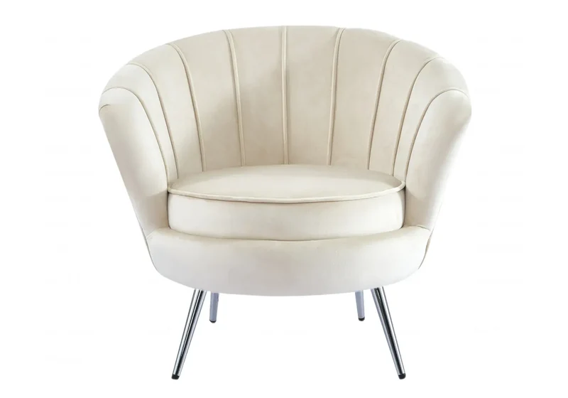 Fauteuil coquillage velours beige - Nymea