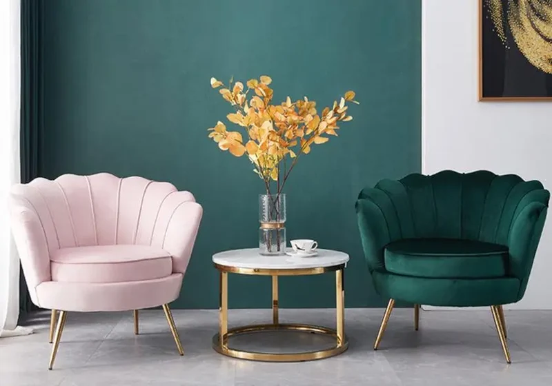 Fauteuil coquillage doré rose - Nymea