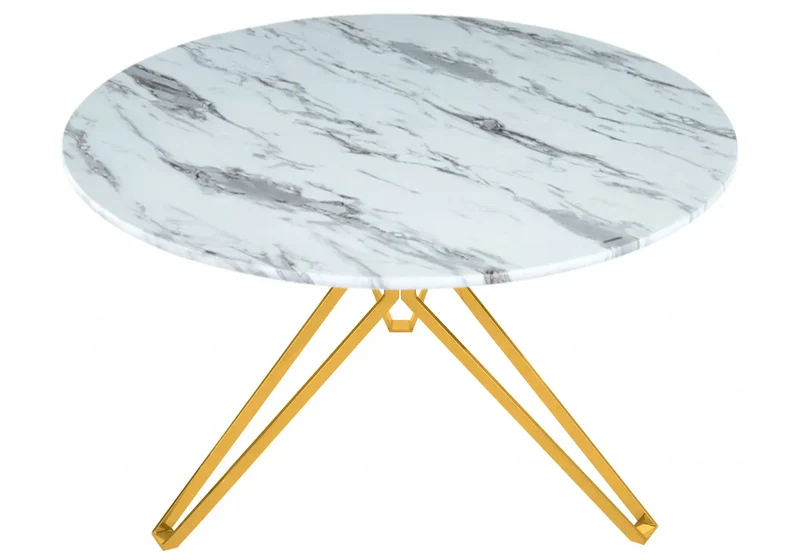 Table ronde marbre blanc dorée - Iva