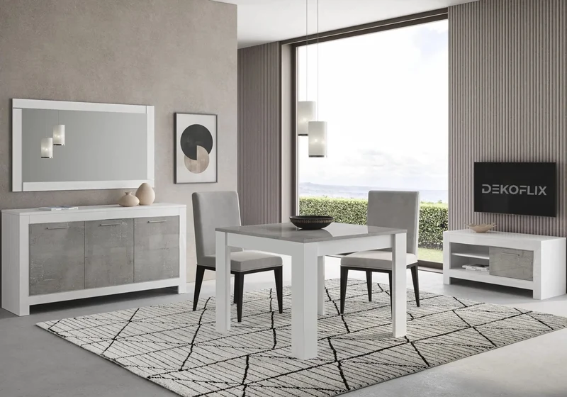 Salle à manger blanc marbre MODENA