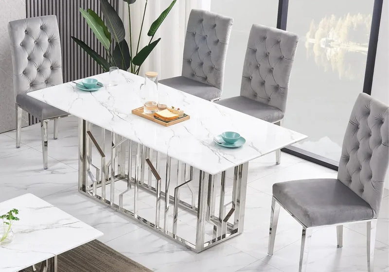 Table basse marbre blanc argent - Porto