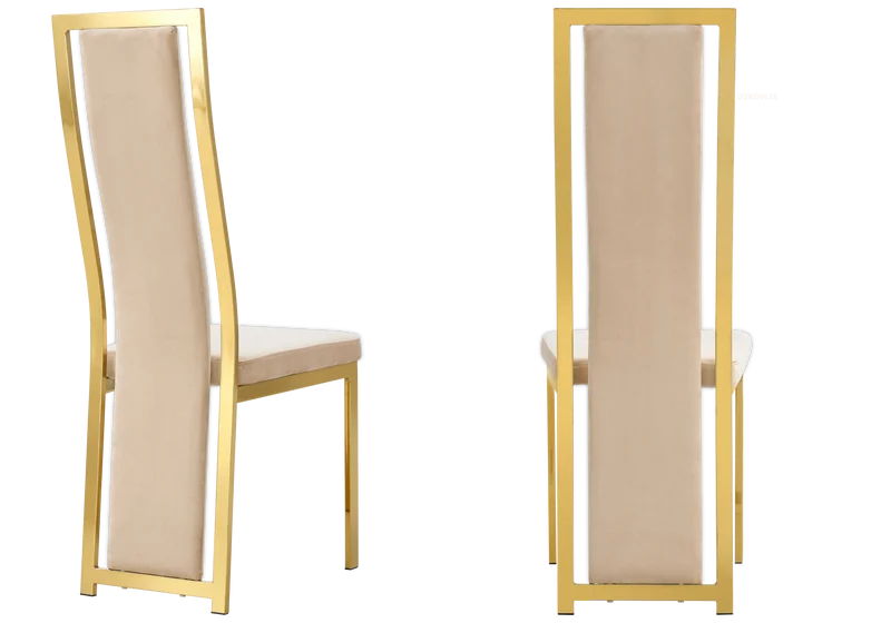 Chaise dorée velours beige design - Dia x6