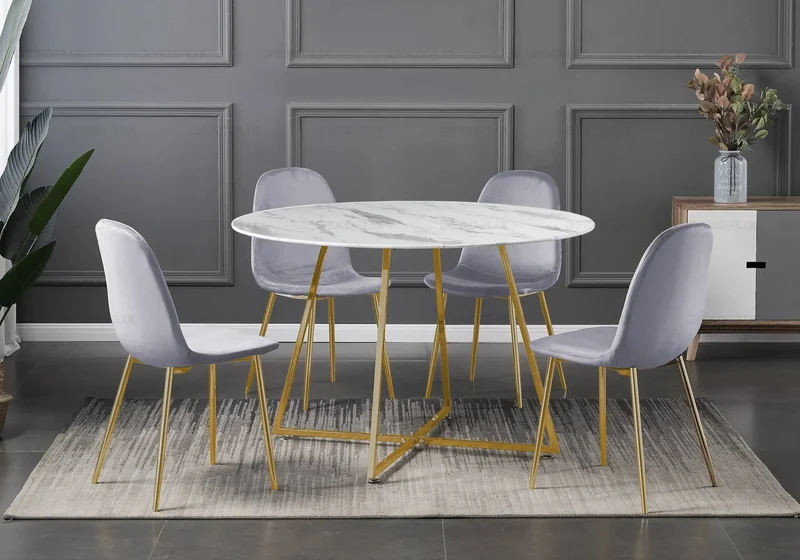 Chaises scandinaves en velours gris - Gina x6