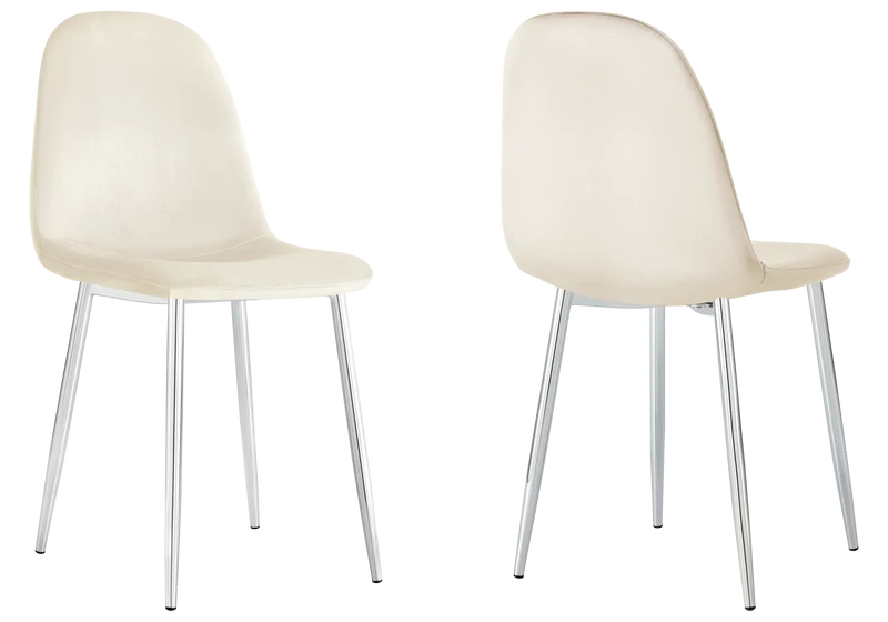 Chaises scandinaves en velours beige - Gina x6