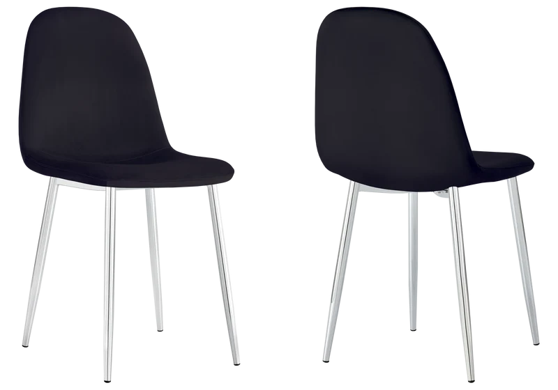 Chaises scandinaves en velours noir - Gina x6