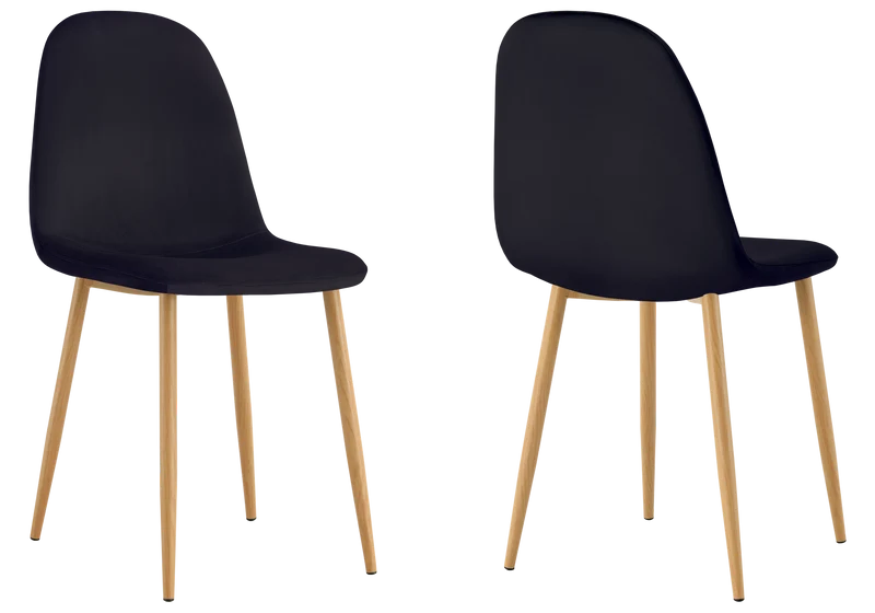 Chaises scandinaves en velours noir - Gina x6