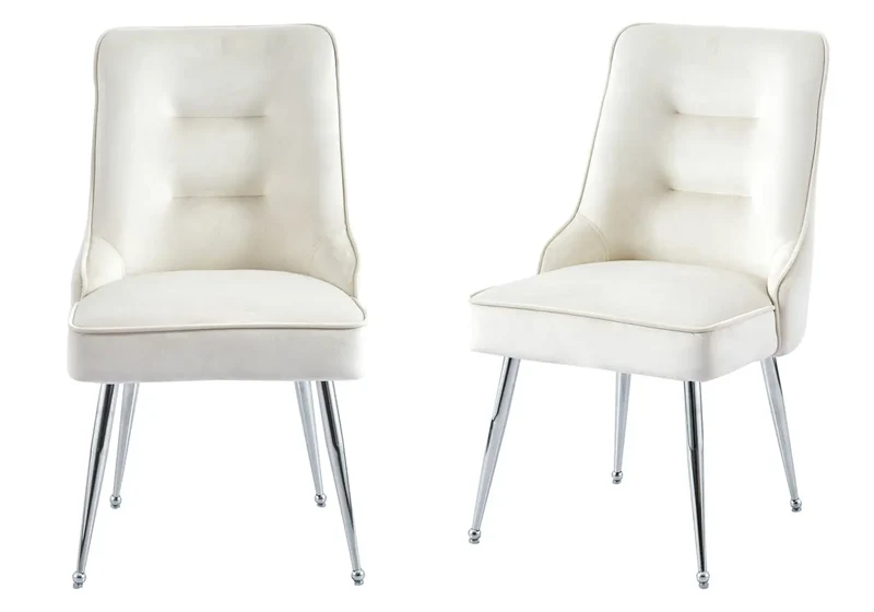 Chaise velours beige fermeture éclair argentée - Zip x2