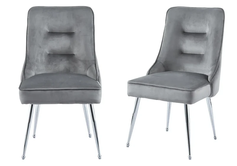 Chaise velours anthracite fermeture éclair argentée - Zip x2