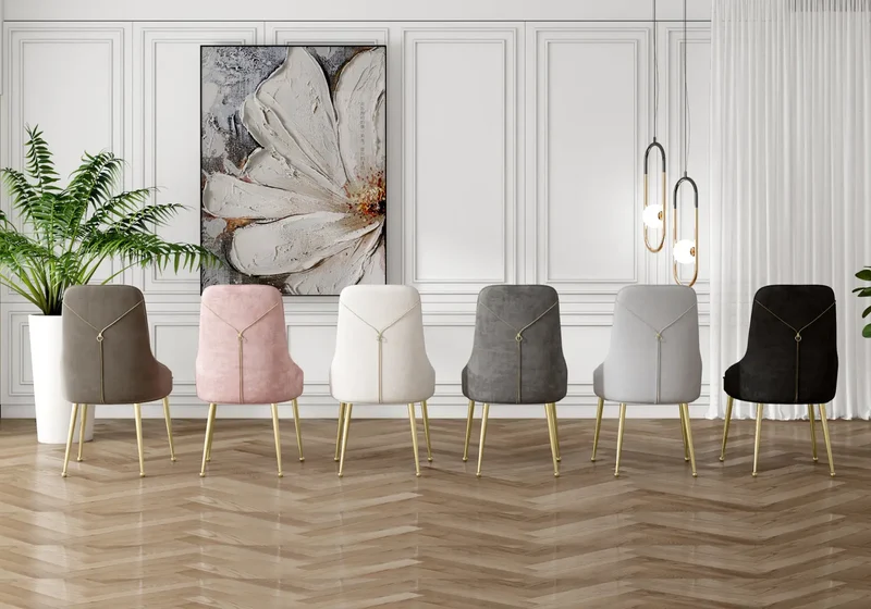Chaise velours moka fermeture éclair argentée - Zip x2
