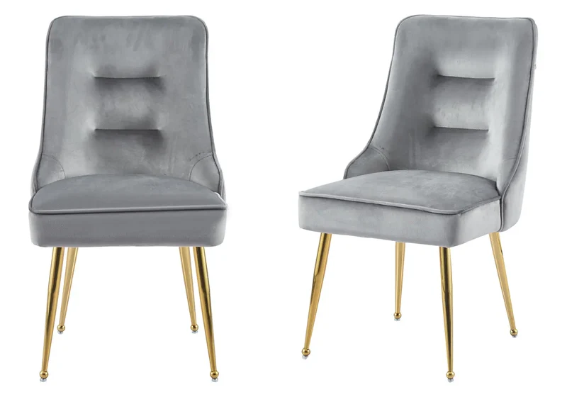 Chaise velours anthracite fermeture éclair dorée - Zip x2