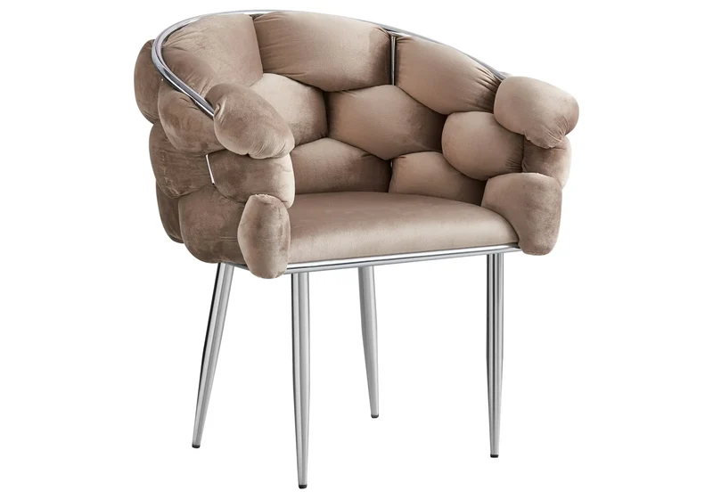 Fauteuil de table velours taupe pieds argentés - Cloud x2