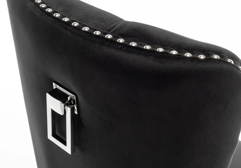 Chaises en velours noir avec poignée argentée - Lora x2
