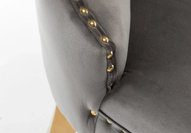 Chaises en velours gris avec poignée dorée - Lora x2