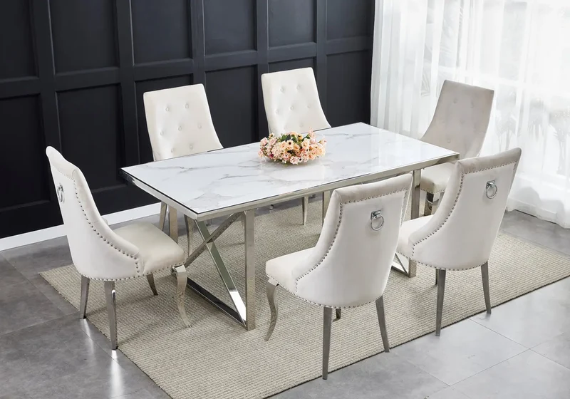 Chaises cloutées en velours anthracite et anneau doré - Lara x4