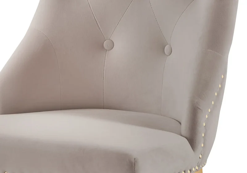 Chaises cloutées en velours moka et anneau doré - Lara x4