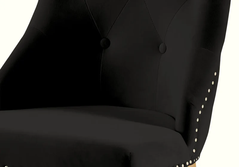 Chaises cloutées en velours noir et anneau doré - Lara x4